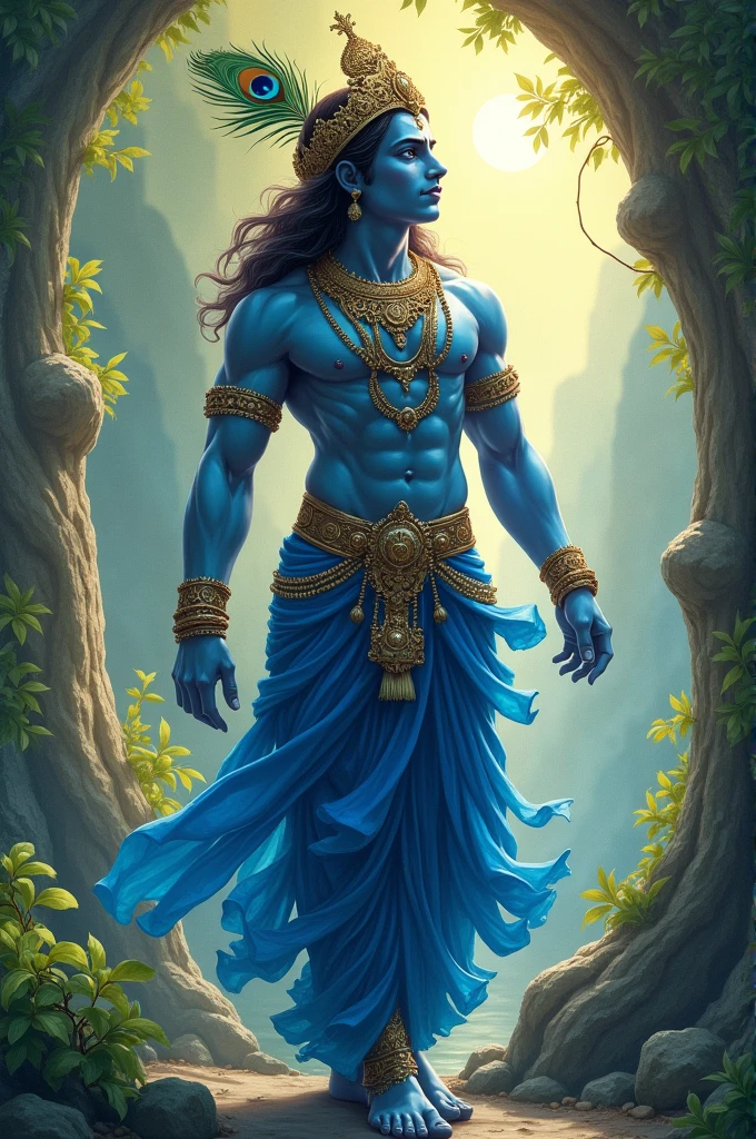 Create a lord krishna images wite clothes blue colour bodi
