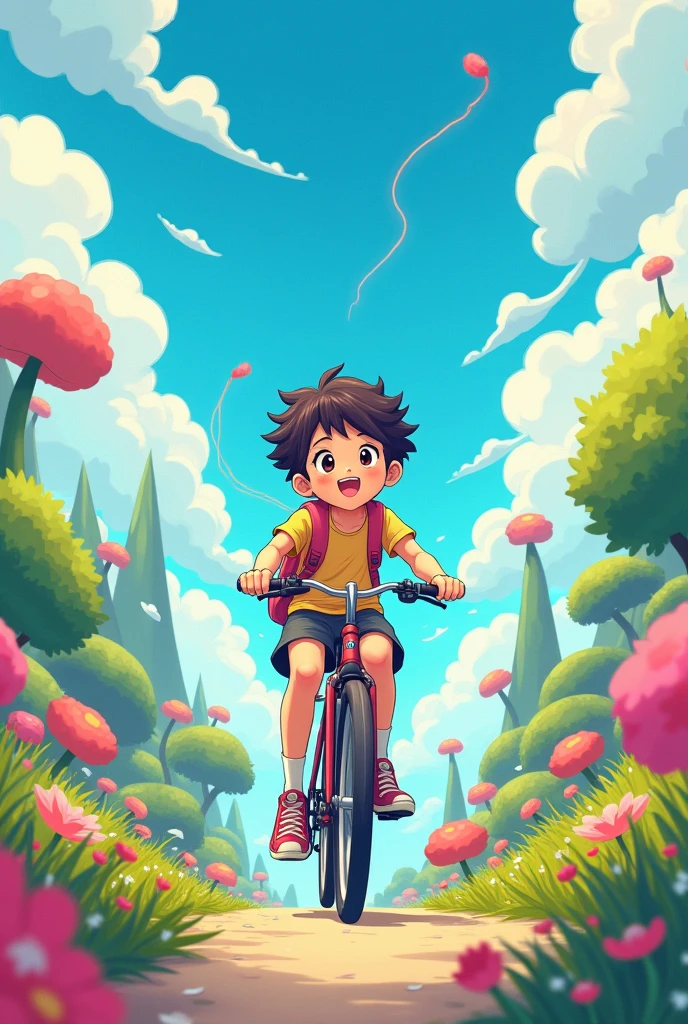 Anime on bicycle