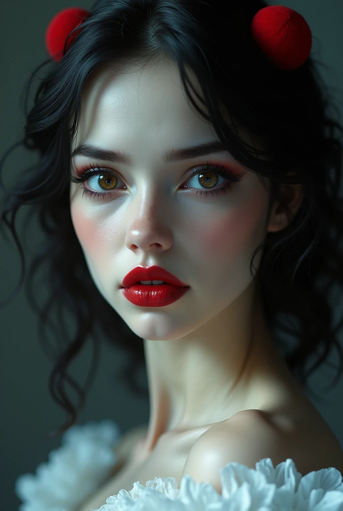 a sexual Snow White, Full body, sensual, hyper realisti, 1 girl, Lovely, detailled eyes, beautiful detailed red lips like blood, Her skin is white as snow, Extremely detailed face and body, longeyelashes, cinematic lighting, photorealisti, 8k,naked, full body (best quality, 4K, 8k, highres, ​masterpiece:1.2), Ultra-detail, (realisti, photorealisti, photo-realisti:1.37), keen focus, 基于物理的渲染, Specialist
