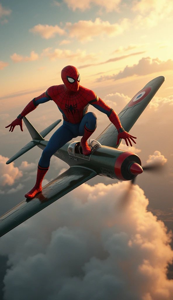 (Spider-Man, Amelia Earhart, pilot, plane, web-controlled instruments, superhero, adventure, retro, 1930s style, action, tension, danger, heroic, awe-inspiring, atmospheric, cinematic, epic, best quality, 4k, 8k, highres, masterpiece:1.2, ultra-detailed, realistic, photorealistic, photo-realistic:1.37, HDR, UHD, studio lighting, ultra-fine painting, sharp focus, physically-based rendering, extreme detail description, professional, vivid colors, bokeh)