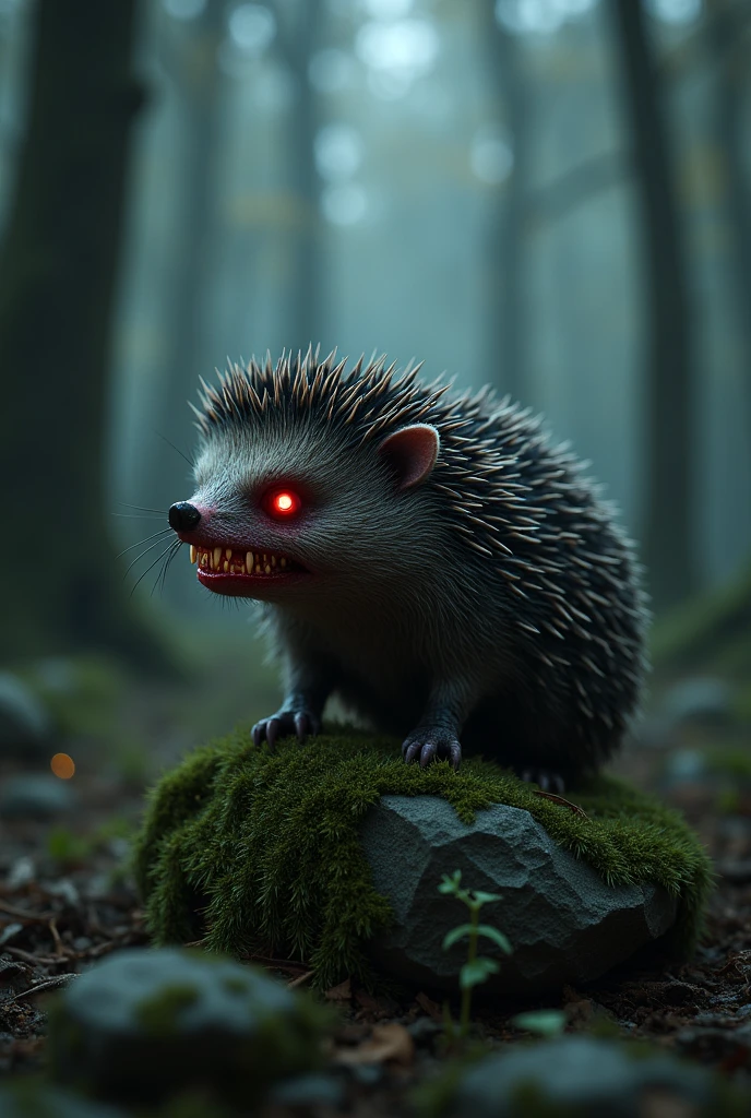 Hedgehogの吸血鬼, Hedgehog, fanged Hedgehog, Hedgehog with red eyes, 血まみれのHedgehog,Hedgehog breaks my heart, a bloody Hedgehog in meat sits on a stone in the forest, Fascinating digital painting, Rendering of a monkey, Anthropomorphic Hedgehog, Bloody fur, Marmoset ToolBag Renderinged, Zbrush Color Renderer, Marmoset ToolBag Rendering, Octane turns into blood clots, Cute 3D rendering, Bloody fur весь в мясе, Cute and detailed digital art, A whimsical demon with rainbow-colored fur