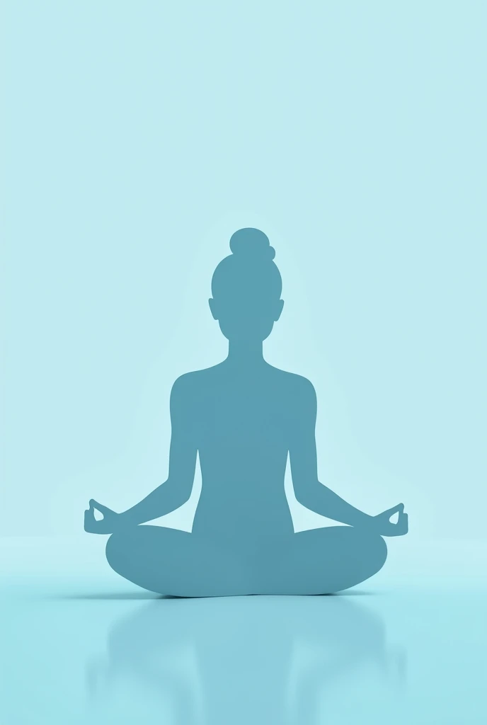 2D design of a silhouette filled with pastel blue color representing a person sitting meditating with their palms on their knees. The silhouette should be flat and uniform., without reliefs or additional details