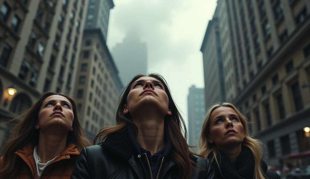 2024; (masterpiece, best quality) destroyed city (new York)People looking up(close-up).