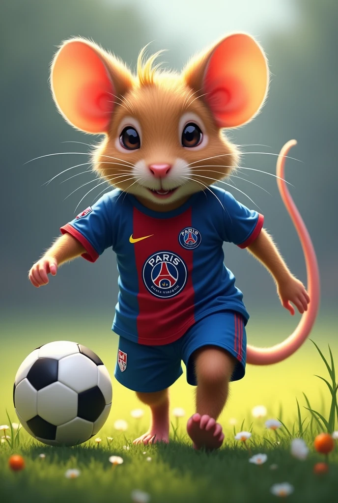 A football mouse with a PSG shirt