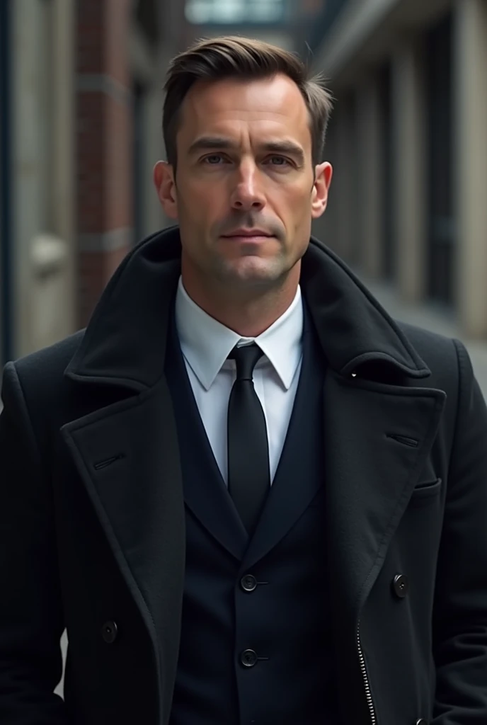 Person in a suit and a thick black jacket
