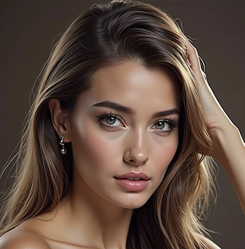 A French fashion model is posing sexy and looking provocatively with a seductive smile