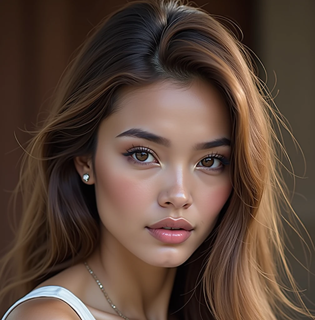 A French fashion model is posing sexy and looking provocatively with a seductive smile