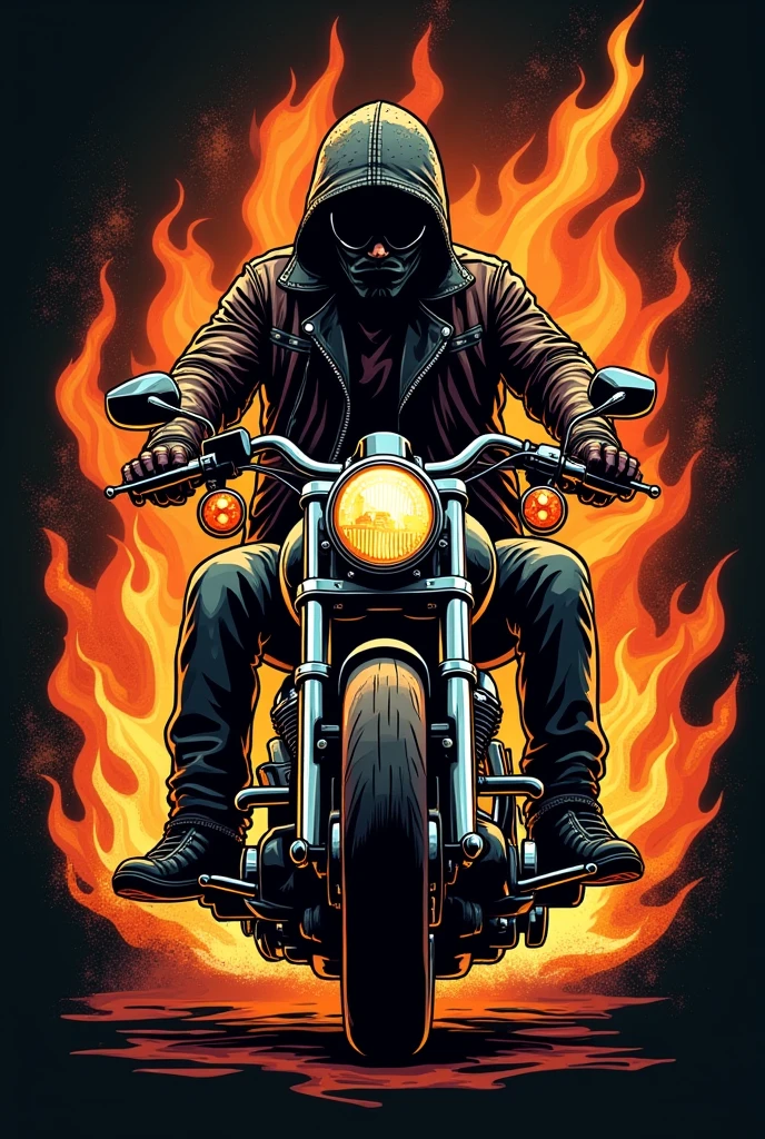 Motorcycle club logo - harley-davidson - fire - engine - rider