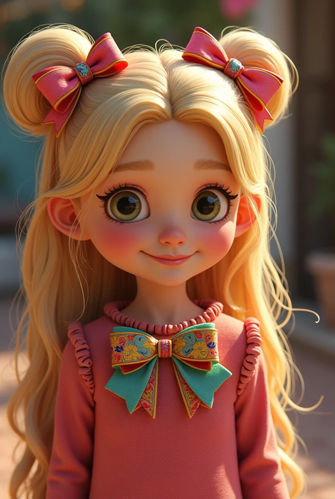 create an image of a beautiful blonde kawaii girl with 2 big bows in her beautiful hair together with her entrepreneurial mother who makes Mexican bows