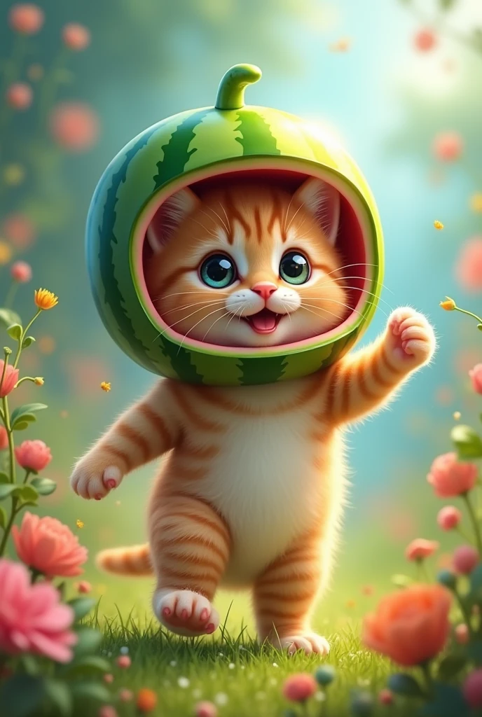 Watermelon Helmet　kitten　dance