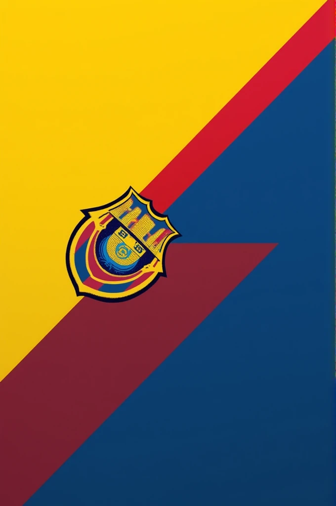 A design divided into two diagonal halves. The upper half has the colors of the Ecuadorian flag (yellow, blue and red) and the lower half with the traditional colours of FC Barcelona (blue and maroon).
