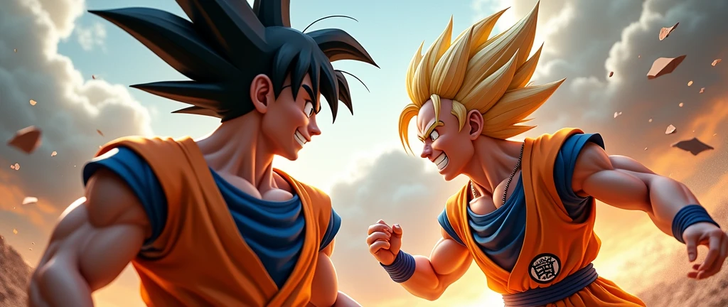 Dragon Ball Z Goku Vegeta behind the scene all in 3D drawing goku plus Vegeta in PSD drawing