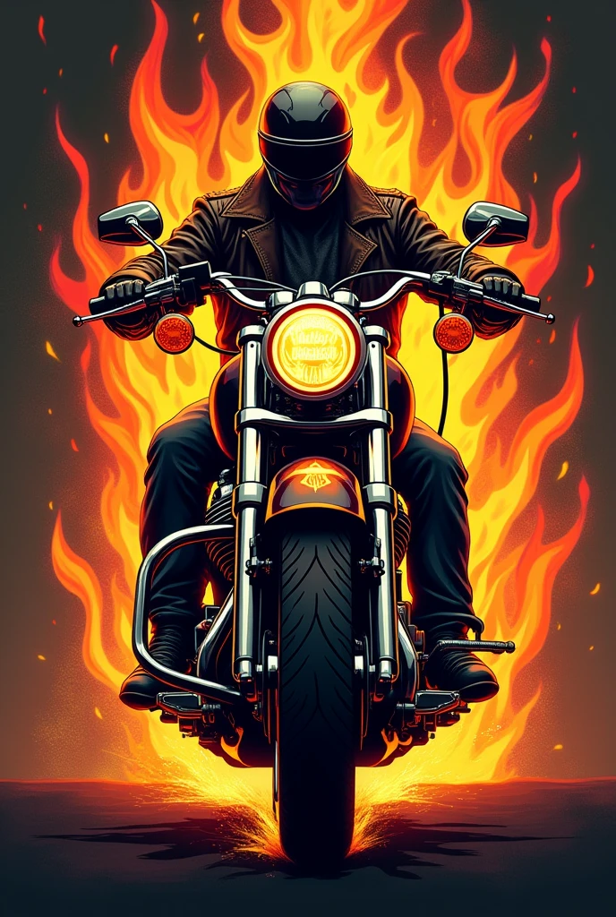 Motorcycle club logo - harley-davidson - fire - engine - rider - old school