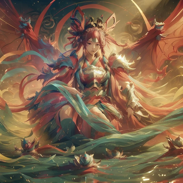 (((Realistic, masterpiece, best quality, crisp detail, high definition, high detail, very rich detail, sharp focus, sharp detail, colorful, Rich color, perfect studio lightning))), ((20 years old, beautiful goddes of water, floating, aqua color hair)),(((in the middle of war, epic war scene, attack stance))), wearing (((beautiful decorated aquatic heavy armor, water dragon armor, decorated full body armor, fully armored beautiful kimono, wide water diabolos wings))), (holding giant blade), (((blood everywhere, death everywhere, Japan Bakumatsu Period, dead bodies,carcass, drowned japanese castle, catastrophic tsunami, flood, three headed water dragon)) traditional village background), heavy rain,a close up of a person with colorful hair and a Rainbow Colors wig, rainbow hair overlay, Rainbow Colors hair, rainbow hair, Rainbow Colors, colorful hair, Colorful long hair, Kawaii Decoration RainbowCore, colorful braids, Hair coloring, colorful hair, Harajuku hair, cute colorful cute, half & half hair dye, Two-color Hair coloring agent bang dream 4th live, liveQR diagram, hololive, Anime cover, Detailed image, official artwork, game cover, Very detailed BD cover, live concert, Night Core, by Sengai, live, vivid), 2 days, QR diagram, singing, Sleeves, l7m, The album cover!, Use your index finger, visual novel cg, Lingchang