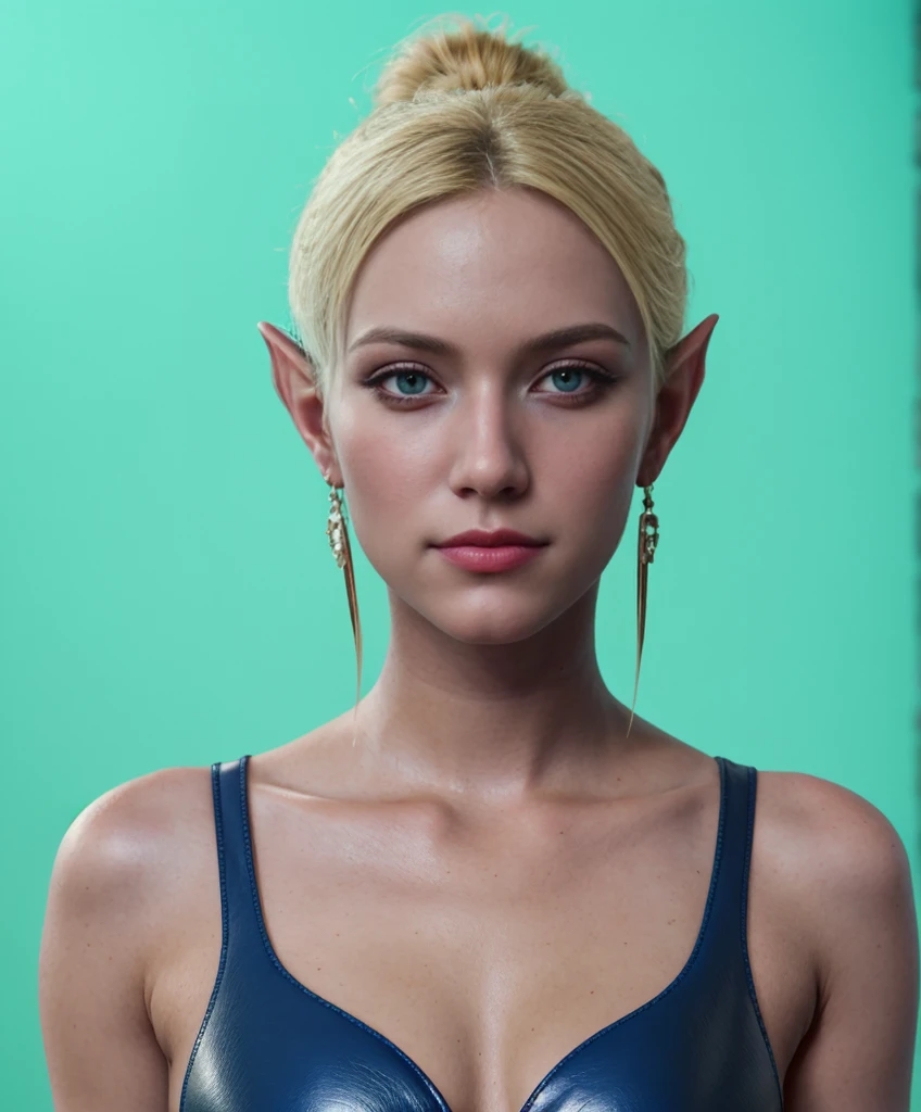 Mintara is a beautiful blonde, sexy glamorous elf girl, 20 years old, Mintara hairstyle, Mintara hair color, large expressive blue eyes, long black thick eyelashes, straight chiseled nose, full juicy lips, light perfect skin, Mintara beautiful aristocratic face, bright makeup, scarlet lipstick on the lips, beautiful shadows on the upper eyelid, Slender beautiful figure, beautiful breasts, thin waist, long slender perfect legs, high-heeled Mintara boots, high-heeled shoes, Mintara armor, large earrings, huge earrings, beautiful symmetrical toes, Red manicure, Looking at the viewer, Full-length photo, Realism, UHD, retina, masterpiece, accurate, anatomically correct, textured skin, super detail, high details, high quality, award winning, best quality, highres, 1080P