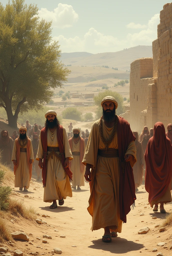 The people of Israel walking in the clothes of Jesus' time