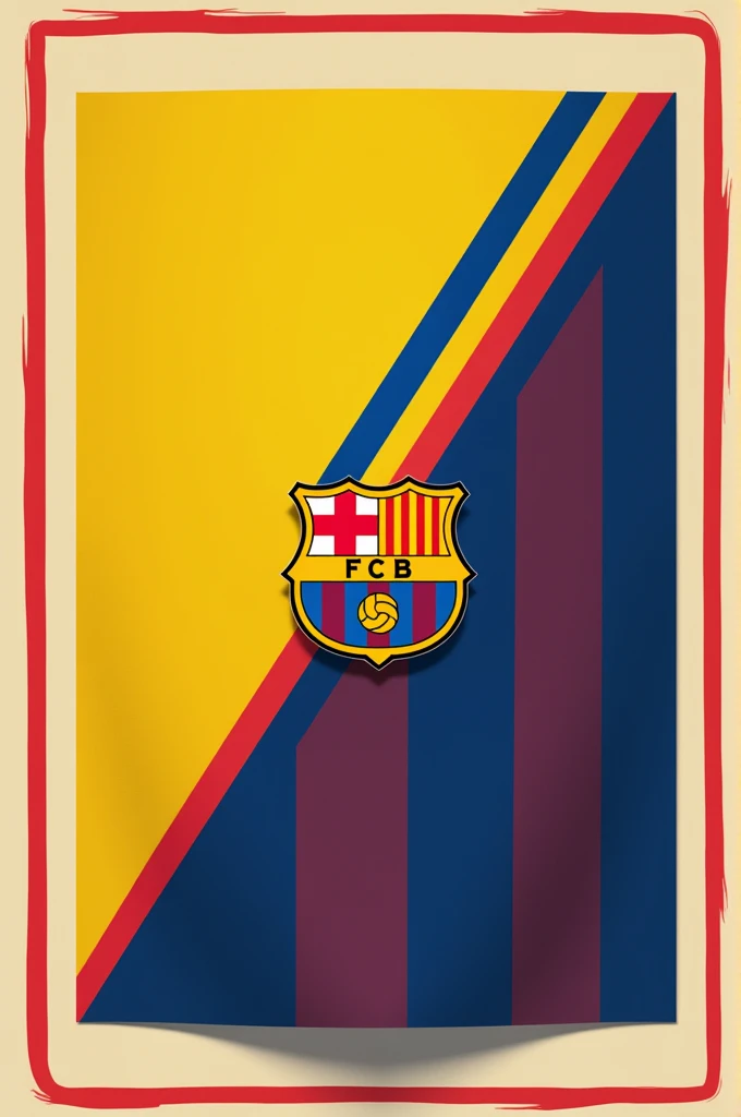 A design divided into two diagonal halves. The upper half has the colors of the Ecuadorian flag (yellow, blue and red) and the lower half with the traditional colours of FC Barcelona (blue and maroon).