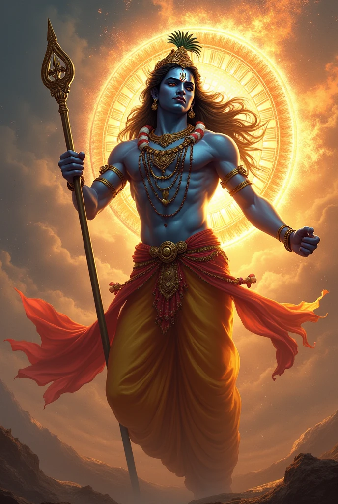 Lord Krishna is angry and he hav a sudatsan chakra