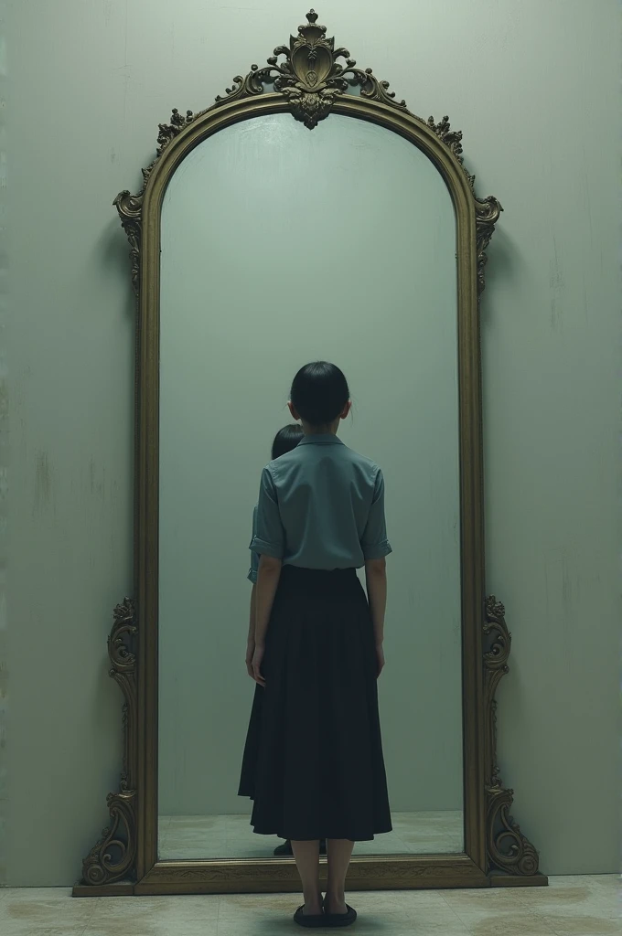 In front of the mirror
