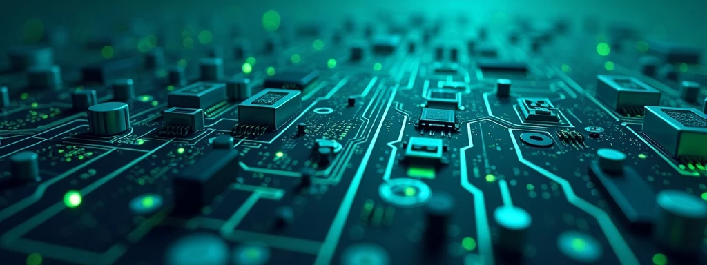 Create a background with a detailed electrical circuit in blue-green tones. The design should include typical electronic circuit lines and connections., with a subtle glow effect to highlight details. The background should be a predominant blue-green tone., with subtle color variations to create depth and texture, maintaining a technological and modern look.