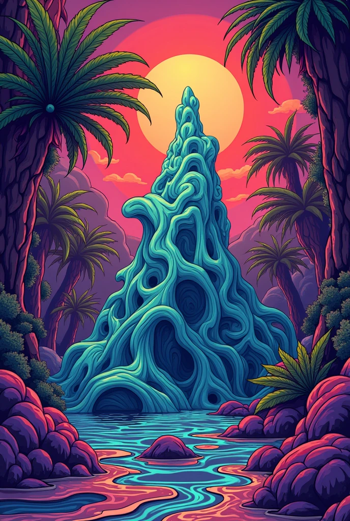  cannabis 90s game weed art, Which reads 'The Grove Patong" 420 artwork, retro psychedelic weed illustration, liquid, psychedelic artwork, in illustration style digital, extremely high quality artwork, estilo de arte impressionante, arte do Adobe Illustrator, visionary art style, psychedelic acid trip, estilo de arte vetorial, Psychedelic style nano-infused Vibrant colors, swirling patterns, abstract forms, surreal, trippy fluid, high quality, 4k render warm colors