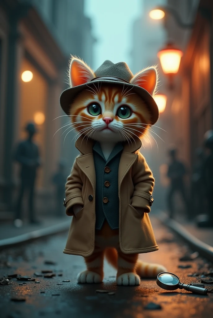 Detective kitten whole body