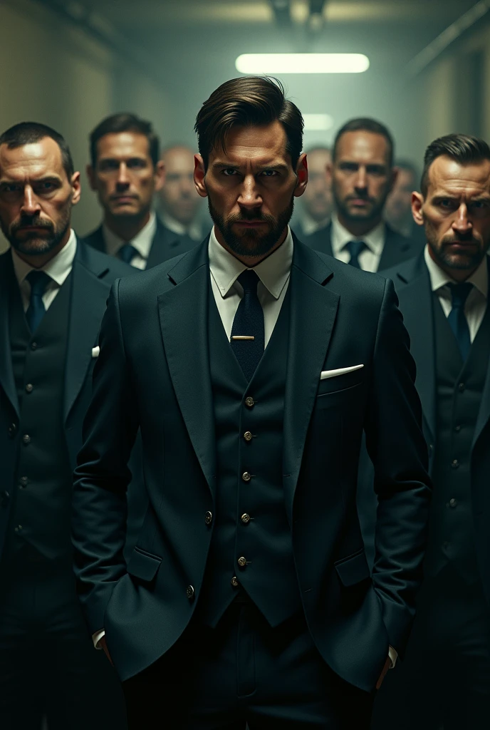 Messi as a gangster with many people