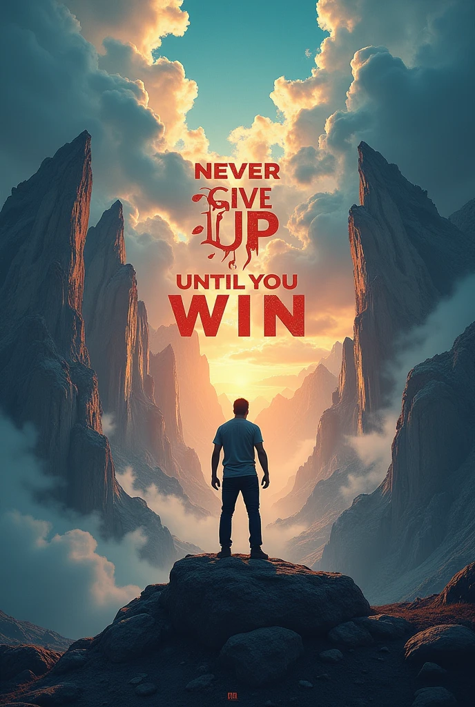 Genarate a wallper acording to this "Never give up untill You win" including the text