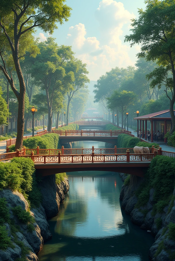 Small overpass across form elephant public park to dark market and I want to see the bridge too when I was walk feel like I see a elephant public park here and in front of is dark market ( I don’t want a black tone make it feel so relax and comfortable
