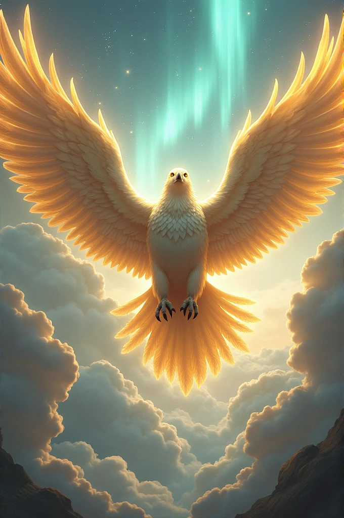 Make an image of Lumen the winged eagle of Azrael a gift given by the God Aerathiel