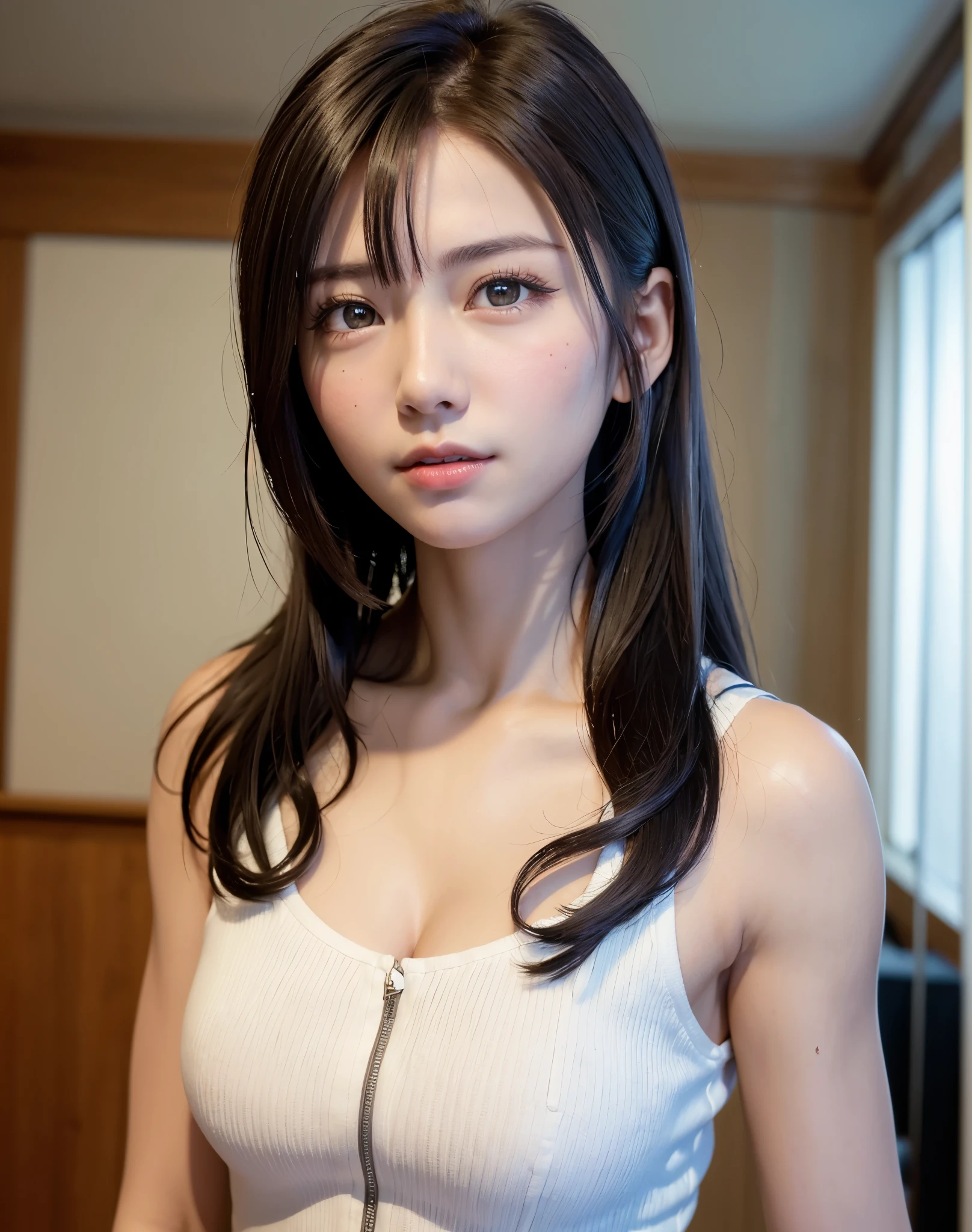 top-quality、8K Masterpiece、超A high resolution、(Photorealsitic:1.3)、Raw photo、1人、silver white hair、poneyTail、glowy skin、1 super beautiful college girl、((super realistic details))、portlate、globalillumination、Shadow、octan render、8K、ultrasharp、highly intricate detail、Realistic light、CGSoation Trends、Beautiful eyes、radiant eyes、Facing the camera、