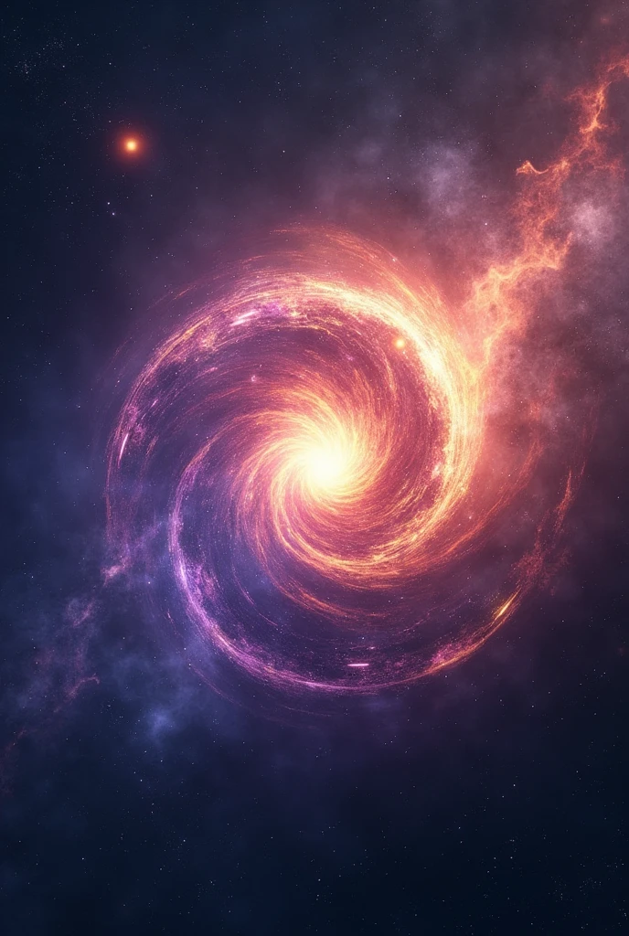In the vast, dark expanse of space, a mysterious and radiant light hovers, emanating an otherworldly glow. The light is a swirling vortex of colors—deep purples, electric blues, and fiery oranges—forming a sphere that pulses with energy. Around this sphere, fragments of time are visible, floating like ethereal, translucent images. To the left, glimpses of the past appear: ancient civilizations, distant galaxies being born, and moments of history frozen in time. To the right, the future unfolds in a series of rapid, shifting scenes: advanced technologies, unknown worlds, and events yet to come. In the center, the present is depicted in sharp, vibrant detail, showing both the vastness of the cosmos and the life within it. The light itself seems to be a portal or a sentient being, its core shimmering with the weight of countless timelines. The surrounding space is dotted with distant stars, nebulae, and swirling cosmic dust, framing this enigmatic phenomenon as the focal point of the universe.
