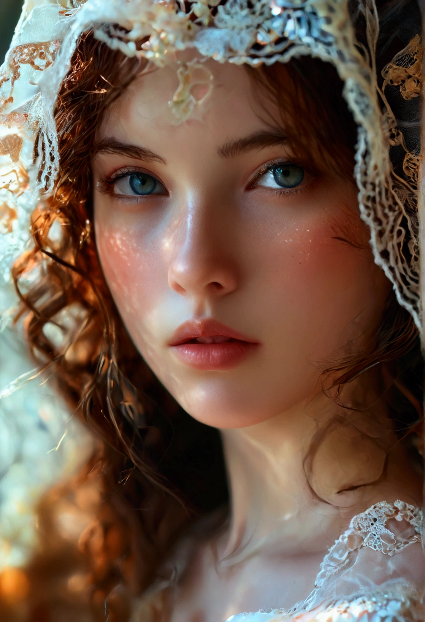 best quality, masterpiece,intricate detail, depth of field,highest quality,extremely detailed,high res,4k,ultra high res,detailed shadow,ultra realistic,realistic,dramatic lighting, 1 girl, solo,detailed face,detailed eye,realistic skin,narrow waist,lace, lace trim,dress,delicate pattern, intricate details,