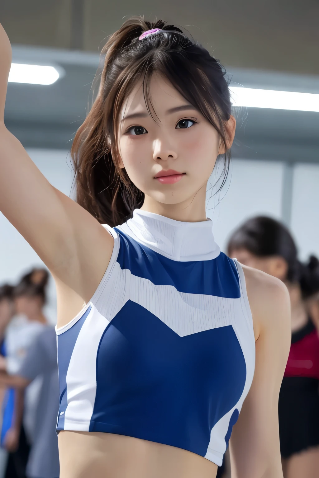 (8k, RAW photos,best quality, high resolution:1.1), (超realisticな:1.4),(realistic, realistic:1.3),Japanese beauty、Rhythmic gymnastics club、Rhythmic gymnastics uniform、((upper body:1.3))