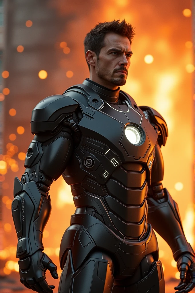 The iron man in background 🔥 with Balck suta