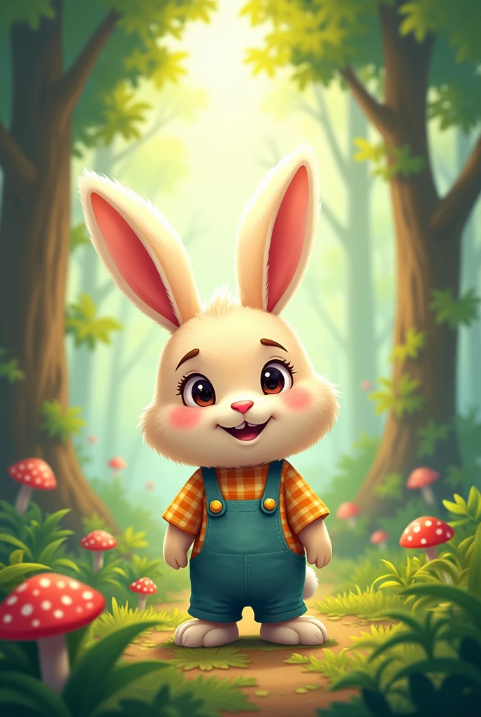 Create cartoon rabbit in the forest
