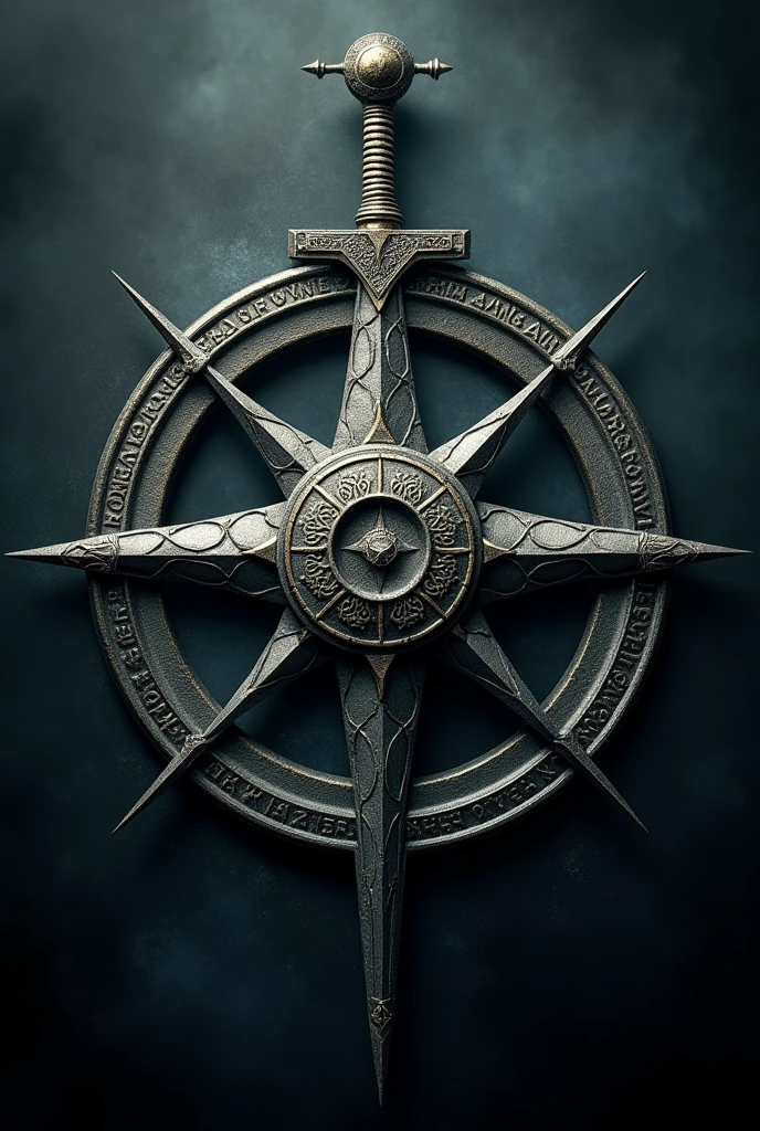 Compass rose with cardinal points made with daggers