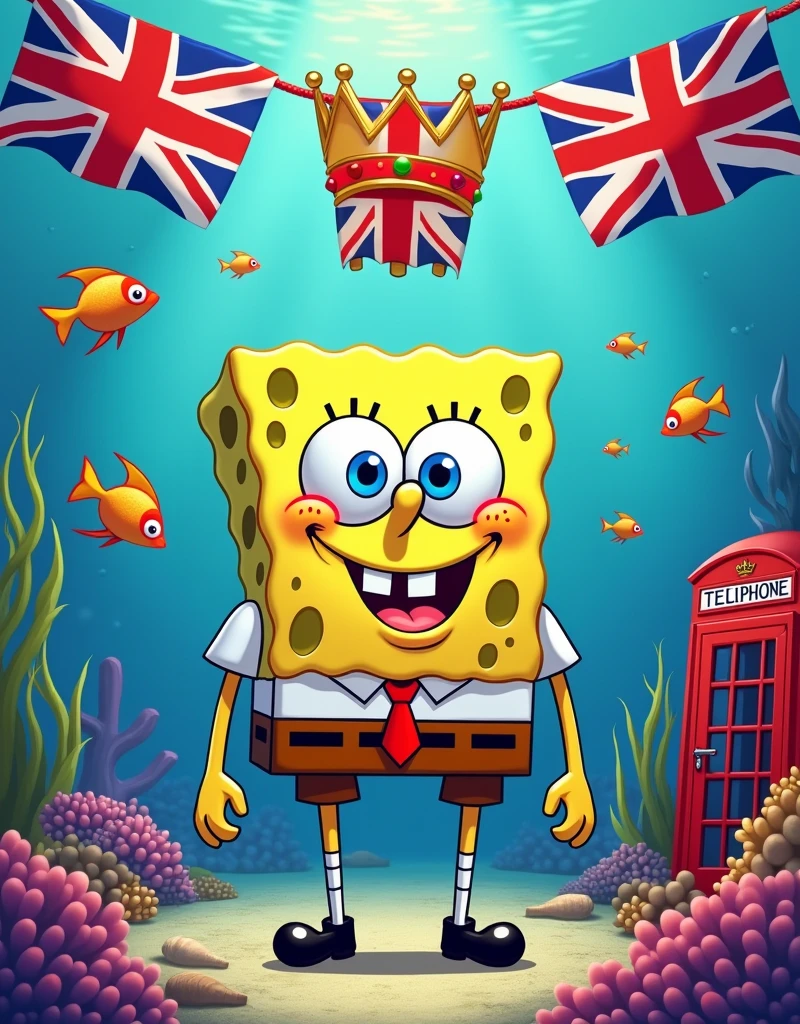 spongebob with united kingdom flags