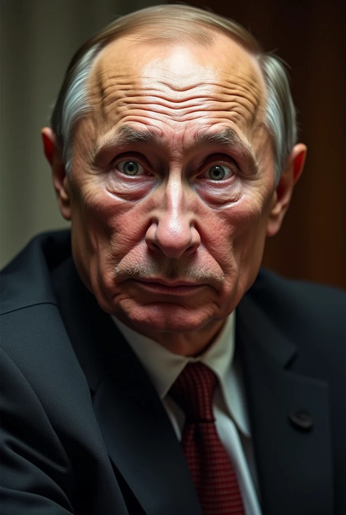 old scared vladimir putin with chipmonk mix, chipmonk face on putins face