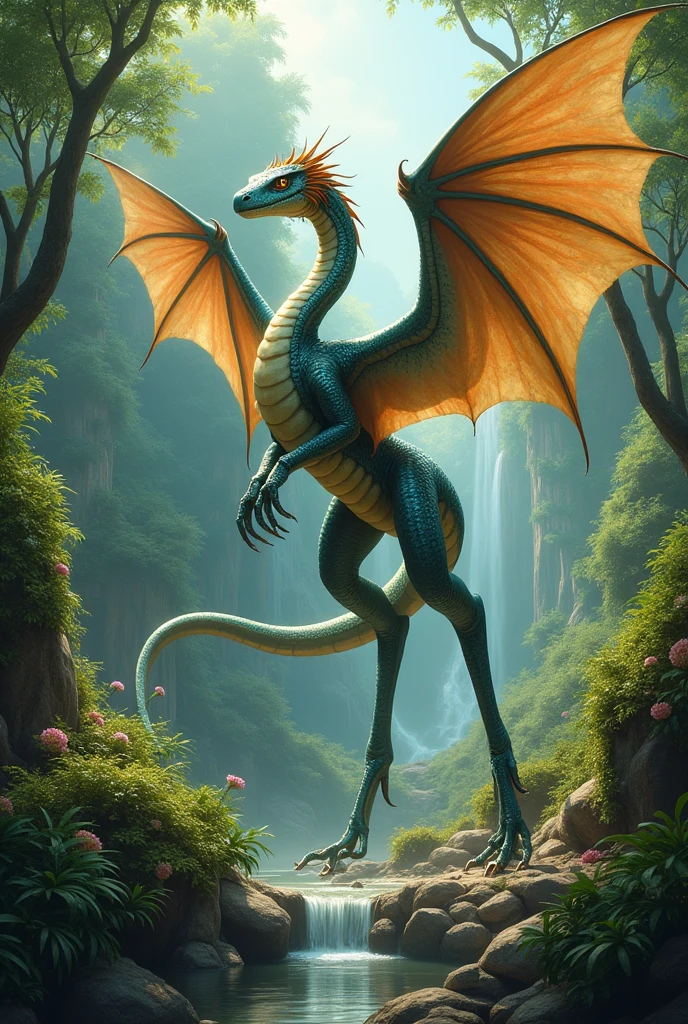 Garden of Eden snake with four legs and wings