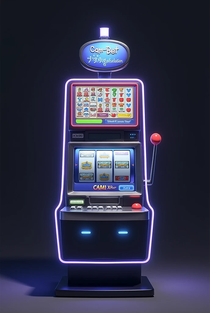 a slot, above that says "equipment" in small red and bigger that says "CAMI X-BET" in white. head on, a mini slot IN BIG