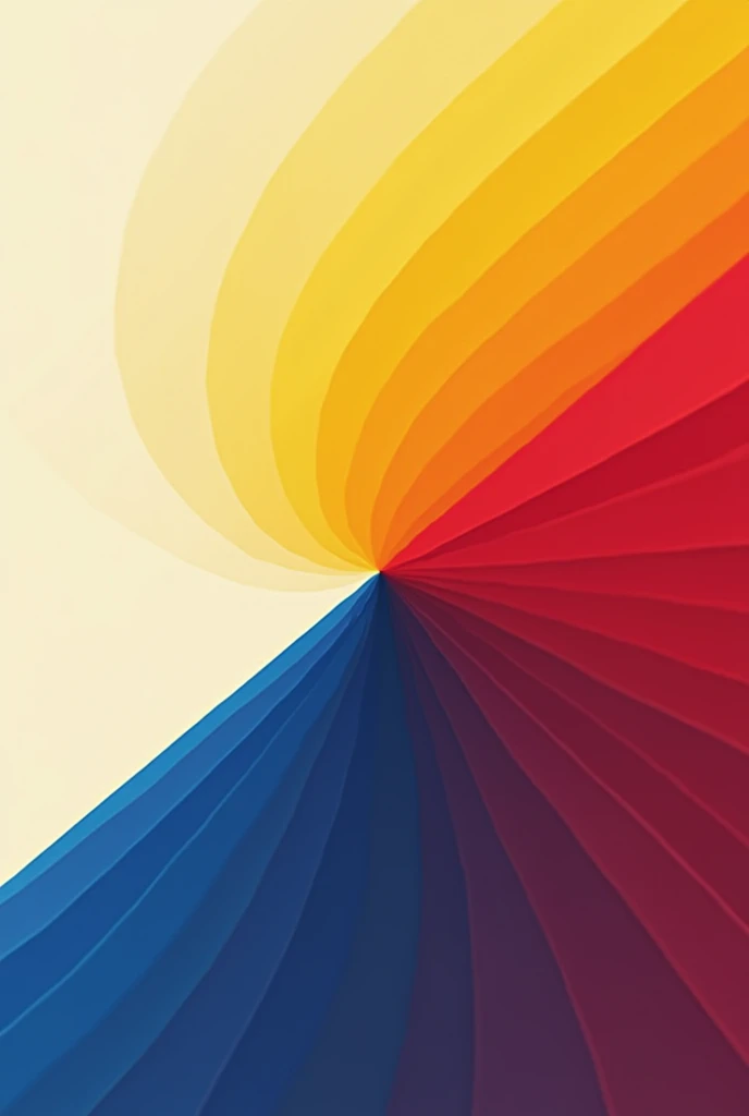 A design divided into two diagonal halves. The upper half has the colors of the Ecuadorian flag (yellow, blue and red) and half of scarlet blue