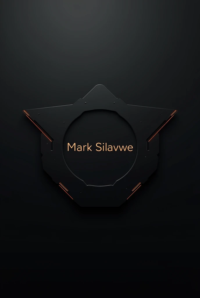 A full screen minimalistic black wallpaper with the name Mark Silavwe in the middle, the background is solid dark grey with futuristic design elements, --chaos 40 --ar 9:20 --v 6