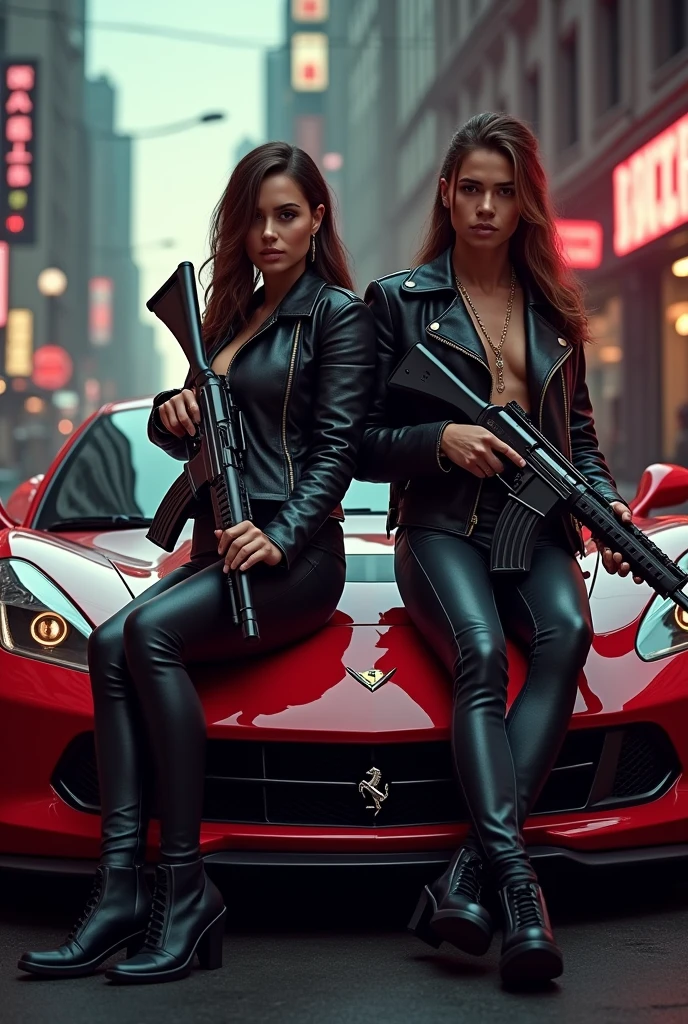 Bonnie e Clyde With Ferrari and AK 47 in modern version