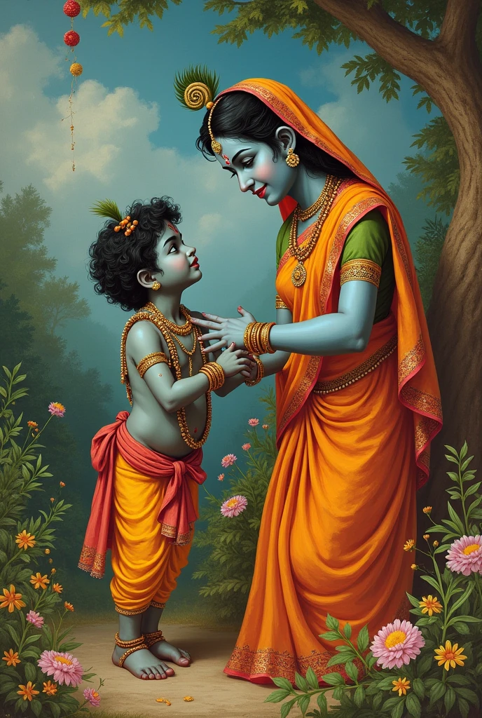 Yashoda beating lord Krishna