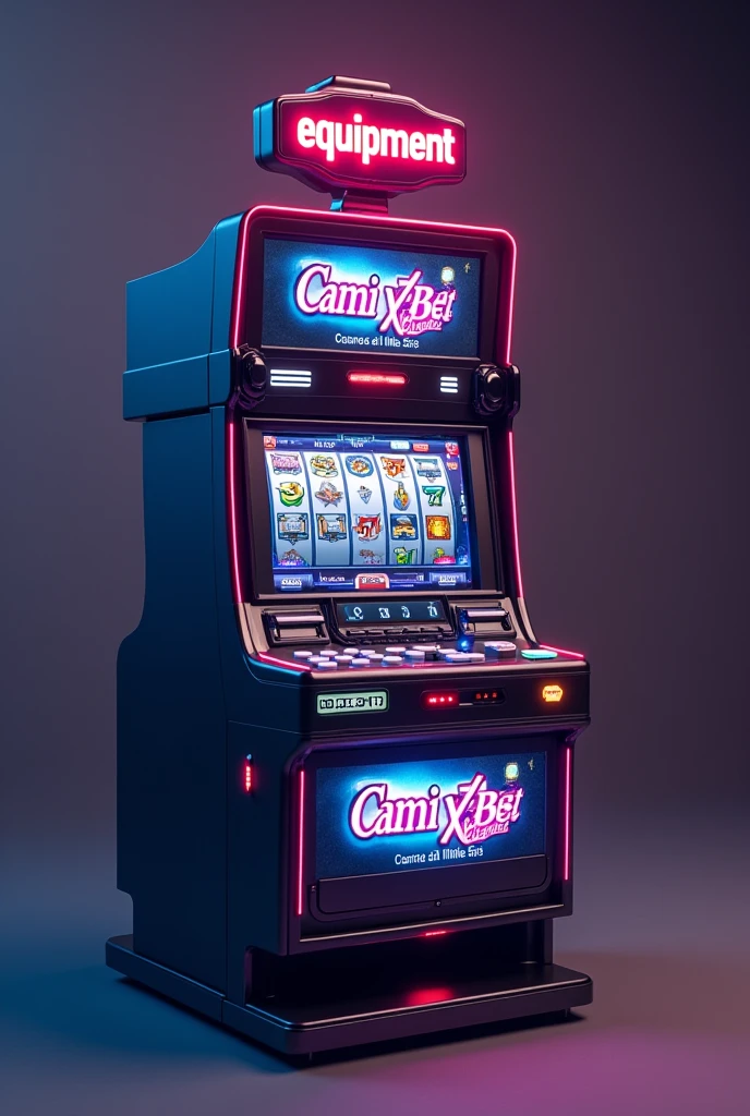 a slot, above that says "equipment" in small red and bigger that says "CAMI X-BET" in white. head on, a mini slot IN BIG