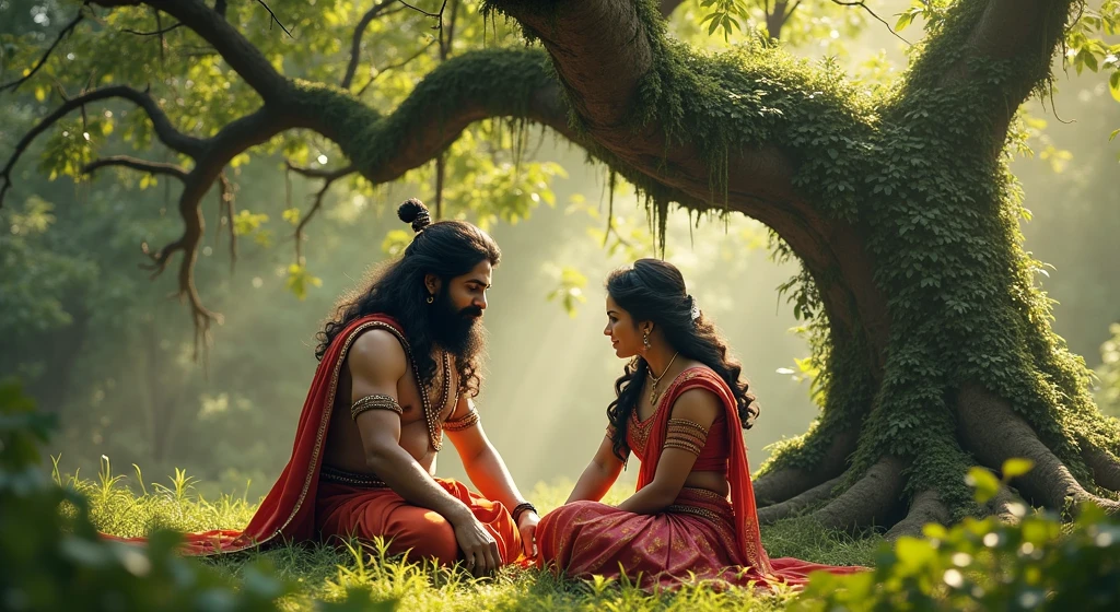 bhagavaan raam kee ek anokhee katha unake vanavaas ke samay kee hai. jab ve aur seeta vanavaas mein the, ek din unake saamane ek ajeeb sthiti aaee. ek haate ke ped kee chhaanv mein ve vishraam kar rahe the ki achaanak ped se ek aavaaj aaee, "he raam, main tumhaaree sahaayata ke bina ek din bhee jee nahin sakata."