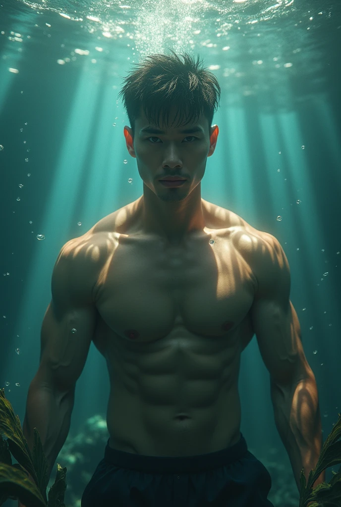 hot nerd asian daddy in underwater
