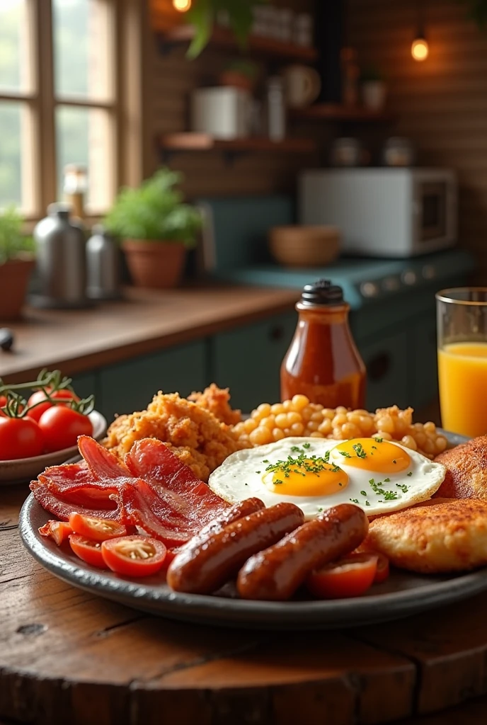 Full english breakfast with hash browns