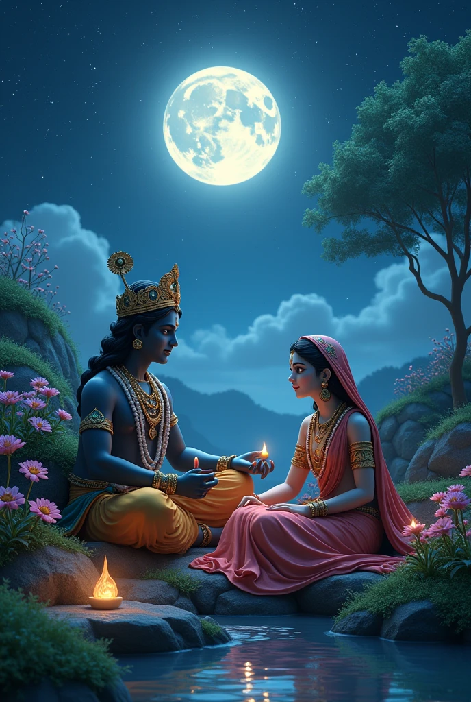 Radha Krishna Moon star's night
Beautiful background 3d